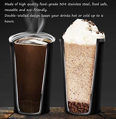SUNTQ Kaffeebecher to go aus Edelstahl - Thermobecher Doppelwand Isoliert - Kaffeetasse mit Auslaufsicherem Deckel Wiederverwendbar (Schwarz, 510ml) – Bild 4