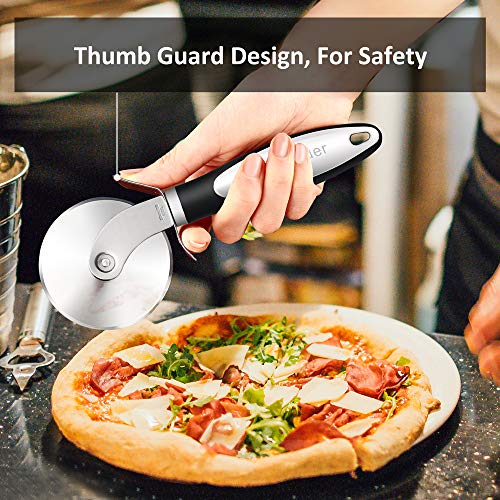 Chrider Pizza Cutter Wheel Pizza Server Set, Super Sharp Pizza Slicer with Ergonomic Non Slip Handle,Quality Stainless Steel Pizza Cutter, Ideal for Pizza, Pies, Dough Cookies and Waffles