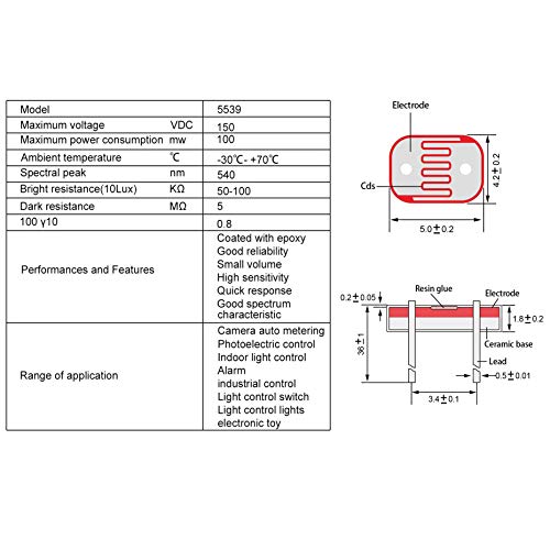WayinTop 10pcs 5V Mini Laser Head Dot Diode Module Red 650nm 6mm Diode Lasers + 20pcs Photoresistor Light Sensitive Dependent Resistor Optoresistor 5mm GL5539 5539 + 20pcs 10K ohm Resistor for Ard