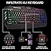 ENHANCE Infiltrate KL1 LED Gaming Keyboard – Multi Color Backlit Keyboard with 2 Lighting Modes, Spill Resistant Design, USB Braided Cable – 19 Key Rollover, Anti-Ghosting, Multimedia Keysthumb 3