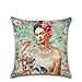 Joyi Pack of 4 Frida Kahlo Self-Portrait Cotton Linen Throw Pillow Case Car Cushion Cover
