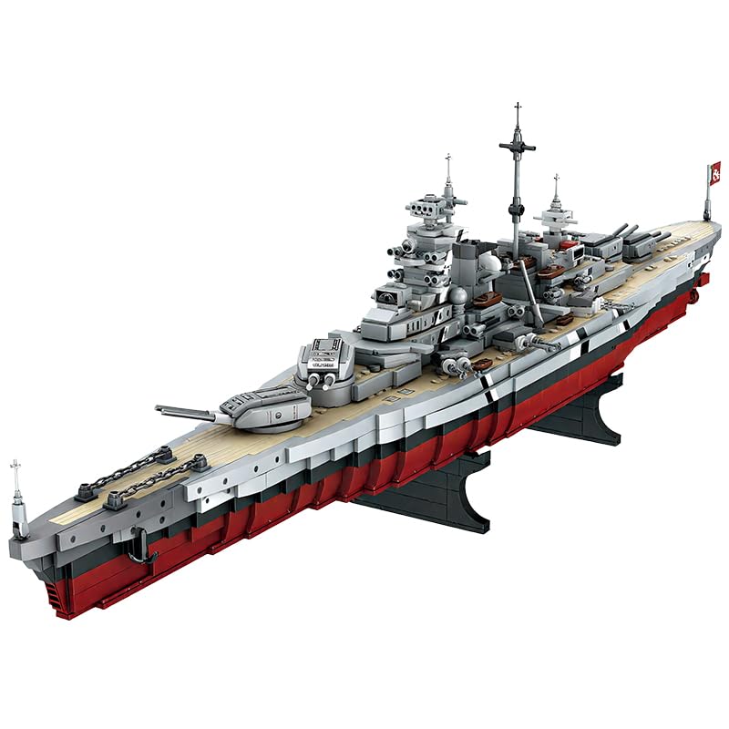 Technik Bismarck Warship Building Set, 2081 pieces WW2 Germany Warship Clamp Building Model Set, Creative Collection Building Toy, Creative Gifts for Adults and Teens