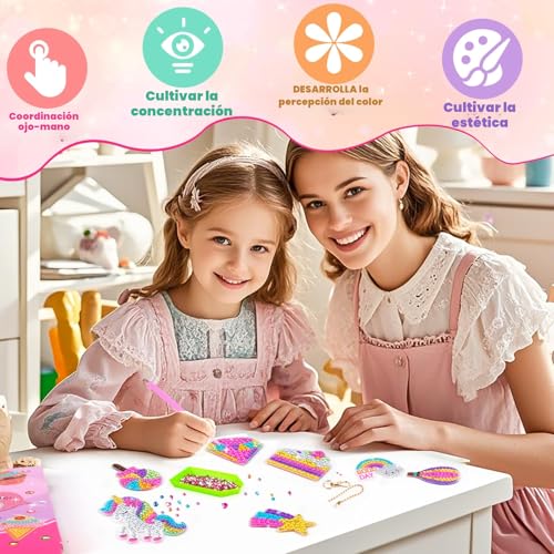 HGRGHH DIY Diamonds for Girls 6-12 Years, 15PCS Keychains Diamond Painting, 5D Diamond Painting Keychain, Diamond Craft Set, Birthday Gift for Girls 6-12 Years Old