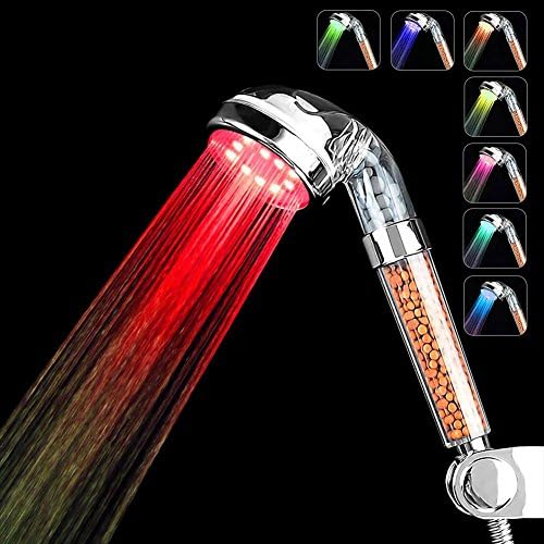 12 LED Shower Head Fomatrade,Prevention of Hair Loss Led Rainfall Shower Head, Negative Ionic Double Filter Removes Heavy Metals, Chlorine, Bacteria and Impurities Led Saving Water Showerhead