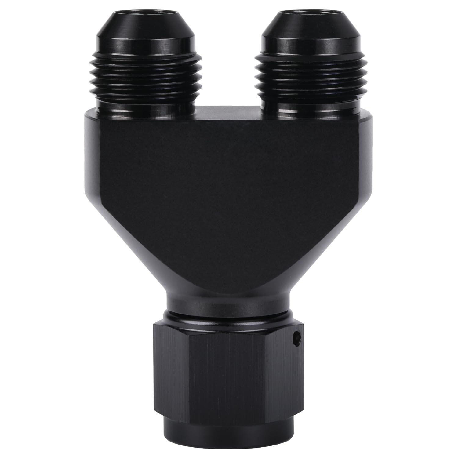 Photo 1 of Podavelle Female to Parallel Dual 8AN Male Y Block Fuel Fitting Splitter Adapter Connector Aluminum Black