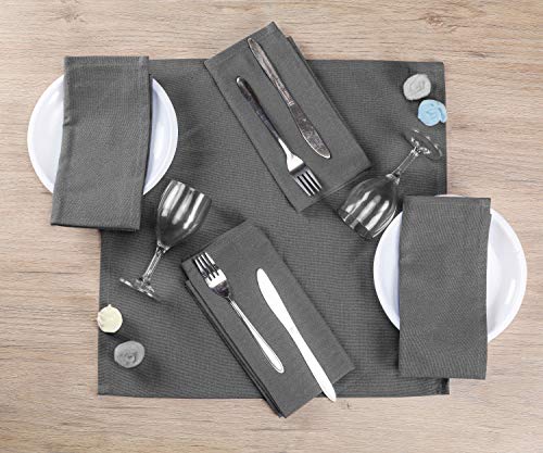 Native Fab Cloth Dinner Napkins Set of 12 Cotton 17x17 Absorbent Soft Restaurant Hotel Quality - Cocktail Napkins, Wedding Dinner Napkins - Everyday Use, Easy Care Washable - Grey - Thumbnail 2