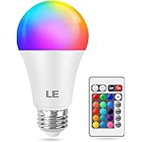 LE 9W Color Changing Light Bulbs with Remote, Dimmable LED Light Bulb, 60W Equivalent 806 Lumens Warm White, RGB Decorative L