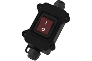 lcocove JD IP65 Waterproof Inline Cord Switch 30A 4Pin 2 Position On Off Outdoor Toggle Switch Rocker Button Switch with UL Certificate,Two-Side Entry & Exit Line…