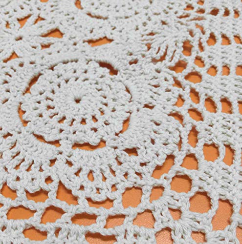 Damanni 2PC Rectangular Cotton Handmade Crochet Lace Table Runner Doilies Table Dresser Scarf Décor,16 Inch by 24 Inch,White