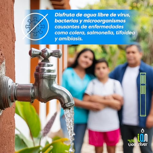 Plata Plus desinfectante de agua con esferas de ceramica tratadas con plata coloidal para tinacos y cisternas de hasta 1,100 L, sistema sin mantenimiento.