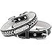 Didog Leather Custom Collar,Braided Leather Engraved Dog Collars with Personalized Nameplate for Small Medium Large Dogs,White,M Sizethumb 3