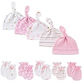 Newborn Baby Cotton 5-Pieces Mittens and 5-Pieces Caps Sets