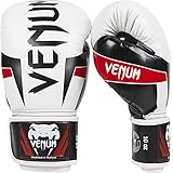 Venum Elite Boxing Gloves, White/Black/Red, 14-Ounce