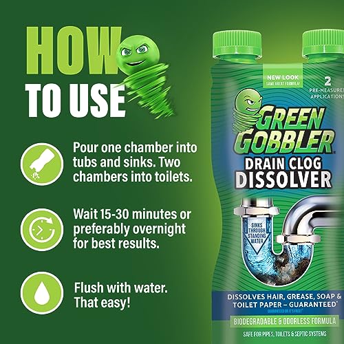 Green Gobbler Liquid Hair Drain Clog Remover & Cleaner, For Toilets