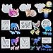 LET'S RESIN Animal Keychain Silicone Molds 9PCS Shiny Resin Molds, Keychain Molds for Epoxy, with Bear, Llama, Cat, Hen,Dinosaur,Shark,Elephant,Bull Head Shape