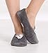 Pembrook Fuzzy Soft Coral Fleece Slippers – Gray - Medium (7-8) – Ballet Style with Non-Skid Sole – Faux Shearling Lining - Great Plush Slip On House Slippers for Adults, Women, Girls