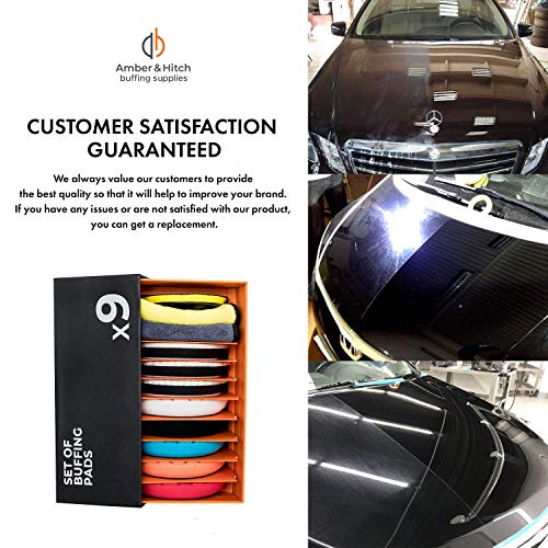 Amber & Hitch 6inch Polishing Pad Kit 5 Foam Buffing Pads, 3 Wool