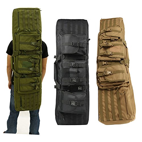 LUVODI Superstore Double Carbine Rifle Bag Soft Padded Oxford Tactical Gun Case Long Gun Storage Backpack with 3 Accessory Buckle Pouches & 2 Zipper Storage Bag in 39" 47"