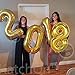 Gold 80th Birthday Decorations – Large, Shiny Gold Fringe Foil Curtain Backdrop | 80th Birthday Party Supplies Kit | 80 Balloons | 80th Birthday Party Decorations | 80 Party Décor for 80 Birthday