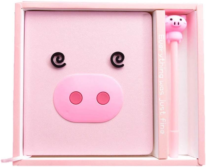 Gysad Notebook Cute Sweet Style Pig Book Notepad with Pen Set Writing Poet Travelers Perfect Gift for Girls
