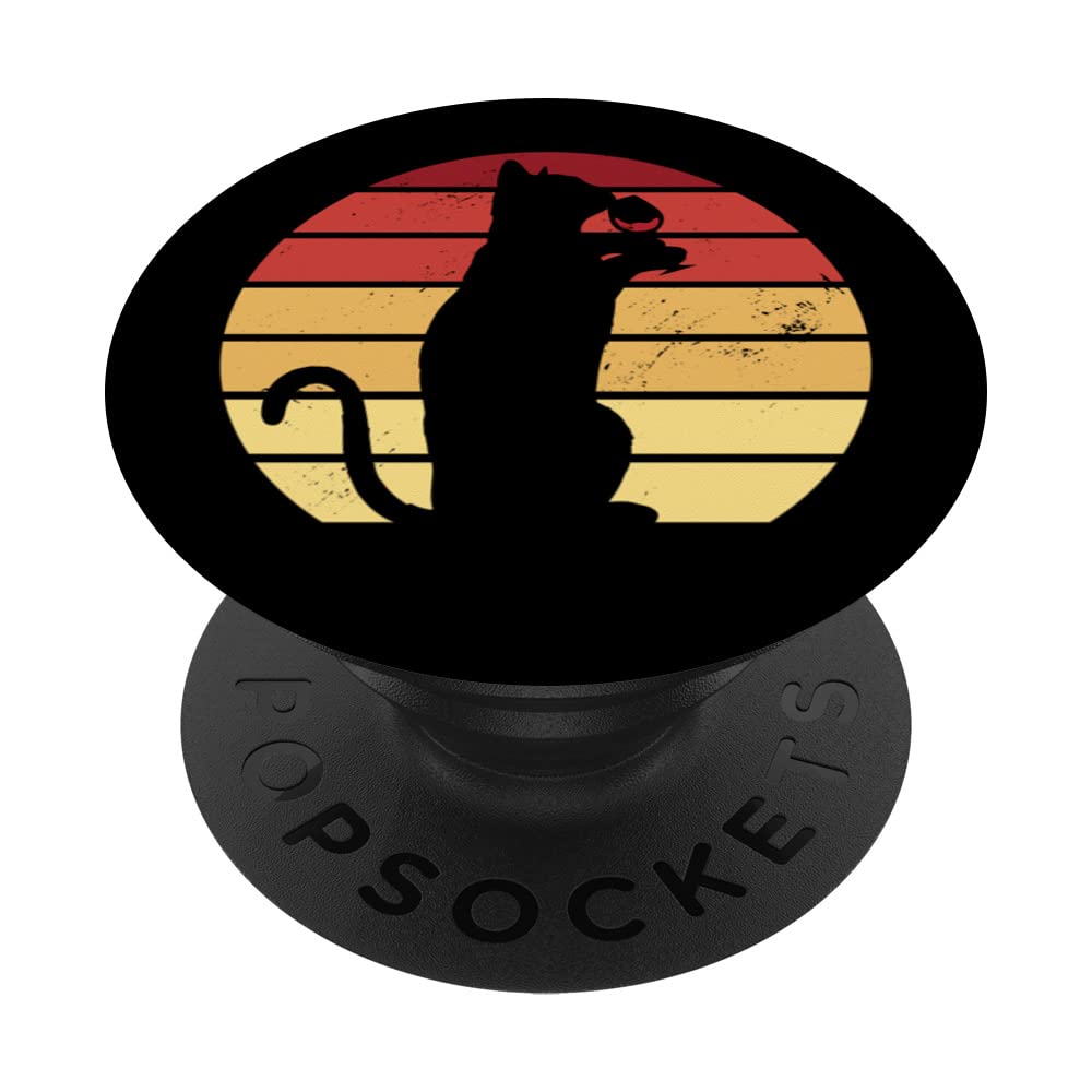 Cat drinks wine glass for alcohol and animal lovers PopSockets Swappable PopGrip