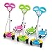 Tooge Four Wheel Scooter in Cute Frog Shap for Kids with Flash and Music, Powered by Riders' Movement, Safe and Secure(Blue)