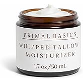 Primal Basics 100% Grass Fed Grass Finished Whipped Beef Tallow Moisturizer/Body Balm for Face, Body, Oily, Dry, Sensitive Skin -Contains Vitamins A, D, E, K -USA Made (1.7 oz, Lavender)