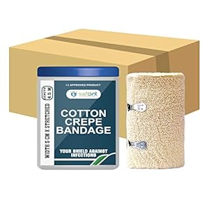safent SAFE0046-SET-8 Cotton Crepe Bandage – 2 Inch – (5Cm*4.5M) (Set of 8) (Beige)
