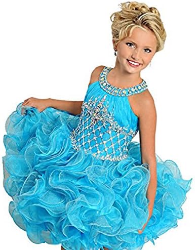 YOGHOURT Little Girl Hater Cryatals Tutu Mini Ball Gowns Toddler Baby Pageant Dresses 8 US Blue