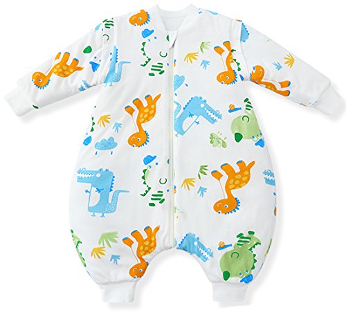 Fairy Baby Detachable Sleeves Approx 3.5 Tog Cotton Sleeping Bag with Feet(Fit Baby Length 35.43-43.31inch,Blue Crocodile)