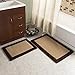2 pc Memory Foam Bath Mat Set by Lavish Home - Faux Linen Fleece - Chocolate