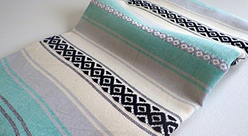 Turkish Towel Anatolian style Rug pattern Peshtemal towel Cotton and bamboo mixed Grey and mint color soft