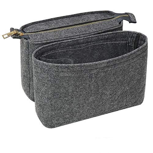 Soyizom Minimalist Felt Bag Organizer Insert for Tote Bag with 2 Packs - Grey