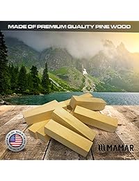 MAMAR   Bloques de madera de basswood natural 10 piezas grandes Kit de herramientas de bloque de madera de bálsa, 1 x 1 x 4 pulgadas suave, sin nudos ideal para principiantes, niños, avanzados, Hobby, proyectos de bricolaje