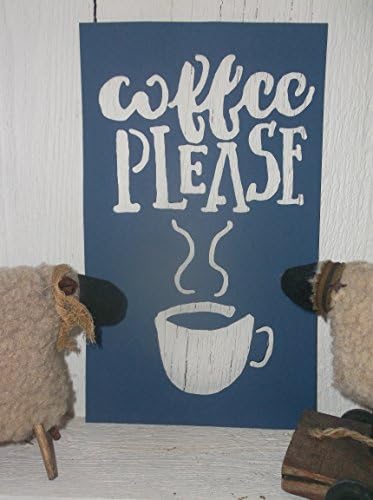 QTY 2 Vintage look COFFEE PLEASE steaming cup cardstock STENCIL old timey farmhouse primitive for painting on paper, wood, fabric