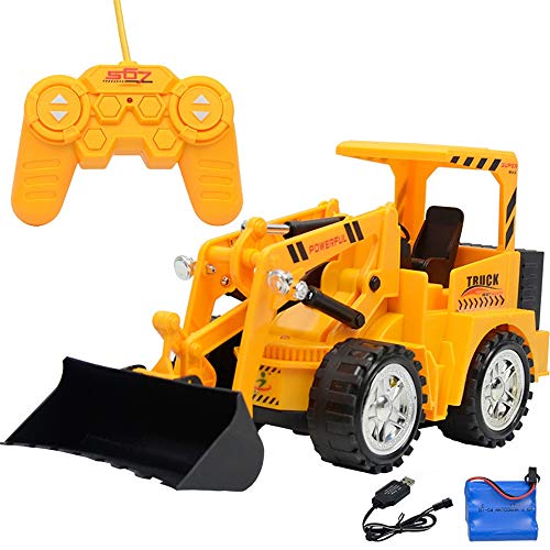 CMrtew â¤ï¸ Simulation Excavator Shovel Remote Control Construction Bulldozer Truck Toy (Brown, 28x10.5x14cm)