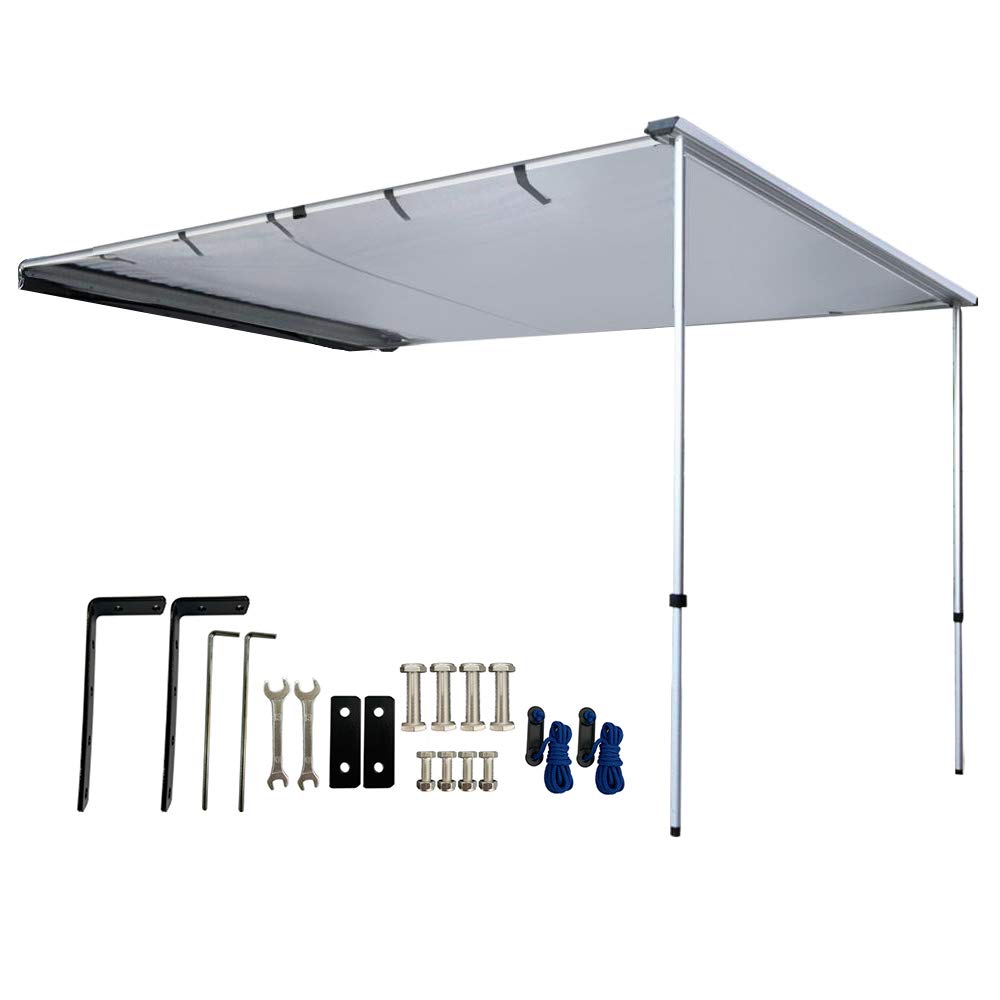 DANCHEL OUTDOOR Retractable Waterproof Camper Awning for Vehicle SUV Overland Offroad Car Tents Grey(8.2x6.5ft)