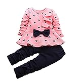 LaLaMa Baby Girl Cute 2 Piece Outfit Children Clothes Bowknot Top and Pants Set