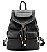 Coofit Casual Simple Leather Retractable Lady's Packsack Knapsack (0844 Black)