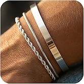 Affolace Mens Bracelet, Dainty Silver Plated Bracelets for Men Non Tanish Fashion Mens Jewelry Simple Cuban Snake Rope Link Bangle Chain Bracelet Mens Accessories 6.5/7/7.5/8/8.5/9 In