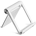 Mayten iPhone Stand Foldable Cell Phone Stand for Desk Portable iPhone Holder Compatible iPhone 12 11 Pro Xs Max,iPad Mini,Tablets(7-10"),Multi-Angle Universal Mobile Phone Stand (White)