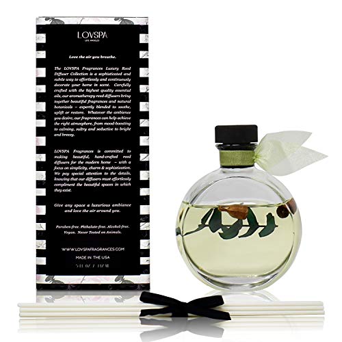 LOVSPA Peppermint & Eucalyptus Unwind Luxury Home Fragrance Diffuser Reeds Set | A Blend of Fresh Peppermint Sprigs, Aromatic Eucalyptus & Creamy Vanilla