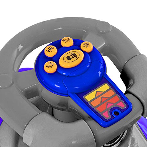 ChromeWheels 3 in 1 Ride on Toys Pushing Car with Guardrail,Mega Car for Toddler Wagon Handle Stroller,Color Blue