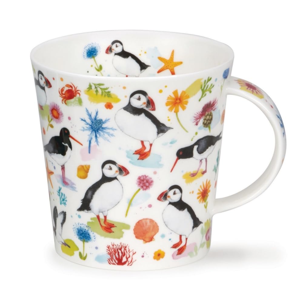 Dunoon Caingorm Fine Bone China Mug Puffins and Oystercatchers