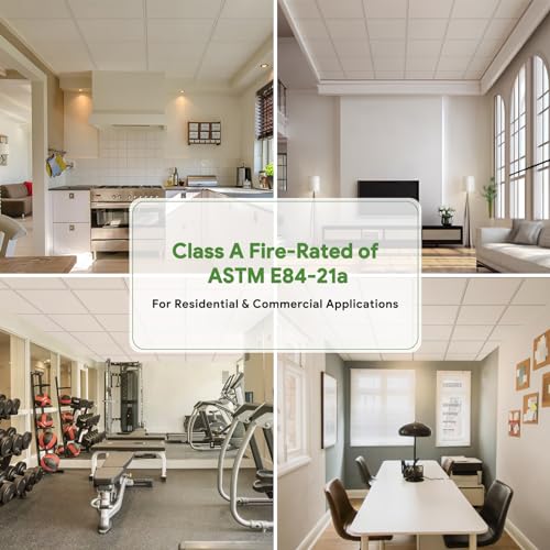 2ft x 4ft Smooth White Ceiling Tiles for Suspended Ceiling Grid, Waterproof, Fire-Rated and Reusable Drop Ceiling Tile - Box of 10 (80 sq. ft.)