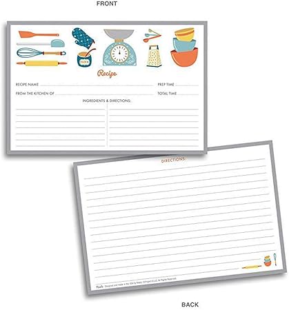 Sizet 4 x 6 pulgadas 50 paquetes de tarjetas de recetas lindas a granel para caja