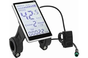 ZJchao Bike Speedometer, 5 Pin 24V 36V Default 48V 60V Adjustable Universal E Scooter Bike Power Meter Speedometer for Mph wi