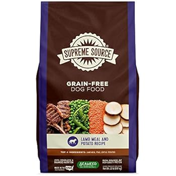 Supreme Source Premium Dry Dog Food Grain Free, USDA Organic Seaweed, Protein, Lamb Meal & Potato Recipe for All Life Stages. Made in The USA. (22lb)