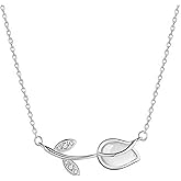POYAMUSE Tulip Pendant Necklace for Women - Elegant Flower Necklace, Adjustable Chain - Flower Jewelry for Women, Romantic Gifts, Fashion Accessories