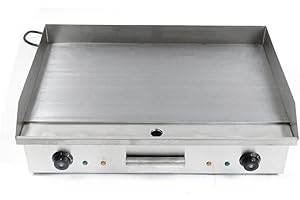 DNYSYSJ Commercial Griddle,3000W 110V Commercial Electric Countertop Griddle Stainless Iron Flat Top Grill Hot Plate BBQ 50°C to 300°C Adjustable Temp Control